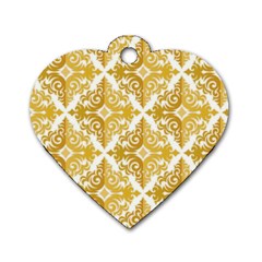 Gold Pattern Wallpaper Fleur Dog Tag Heart (two Sides) by Celenk