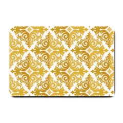 Gold Pattern Wallpaper Fleur Small Doormat  by Celenk