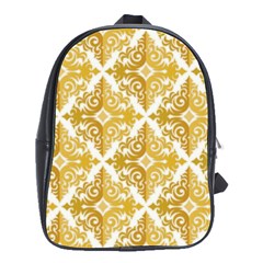 Gold Pattern Wallpaper Fleur School Bag (large) by Celenk