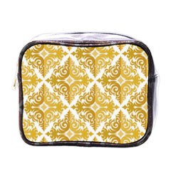 Gold Pattern Wallpaper Fleur Mini Toiletries Bags by Celenk