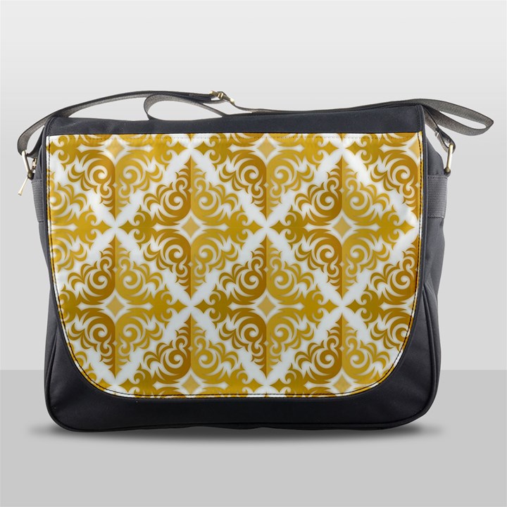 Gold Pattern Wallpaper Fleur Messenger Bags