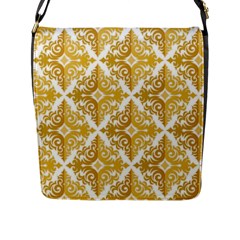 Gold Pattern Wallpaper Fleur Flap Messenger Bag (l)  by Celenk