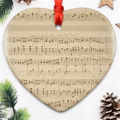 Vintage Beige Music Notes Ornament (heart) by Celenk