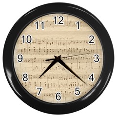 Vintage Beige Music Notes Wall Clocks (black) by Celenk