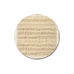 Vintage Beige Music Notes Magnet 3  (round) by Celenk