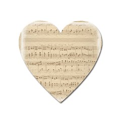 Vintage Beige Music Notes Heart Magnet by Celenk