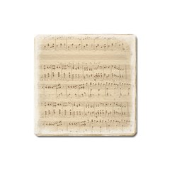 Vintage Beige Music Notes Square Magnet by Celenk