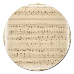 Vintage Beige Music Notes Magnet 5  (round) by Celenk