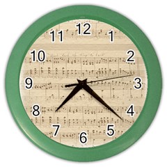 Vintage Beige Music Notes Color Wall Clocks by Celenk