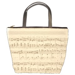 Vintage Beige Music Notes Bucket Bags by Celenk