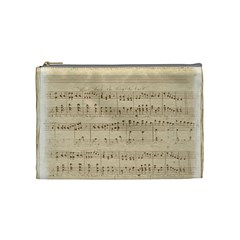 Vintage Beige Music Notes Cosmetic Bag (medium)  by Celenk