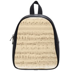 Vintage Beige Music Notes School Bag (small) by Celenk