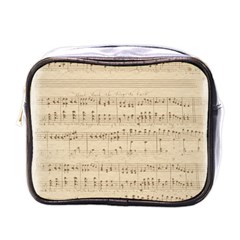 Vintage Beige Music Notes Mini Toiletries Bags by Celenk