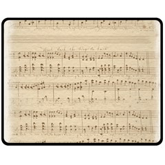 Vintage Beige Music Notes Fleece Blanket (medium)  by Celenk