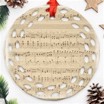 Vintage Beige Music Notes Round Filigree Ornament (Two Sides) Front