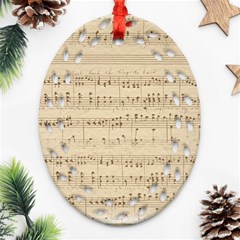 Vintage Beige Music Notes Oval Filigree Ornament (two Sides) by Celenk