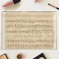 Vintage Beige Music Notes Cosmetic Bag (xxl)  by Celenk