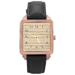 Vintage Beige Music Notes Rose Gold Leather Watch  by Celenk