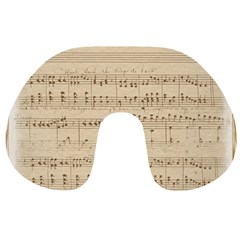 Vintage Beige Music Notes Travel Neck Pillows by Celenk