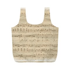 Vintage Beige Music Notes Full Print Recycle Bags (m)  by Celenk