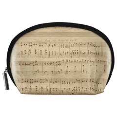 Vintage Beige Music Notes Accessory Pouches (large)  by Celenk