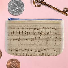 Vintage Beige Music Notes Large Coin Purse by Celenk