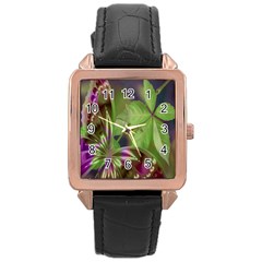 Arrangement Butterfly Aesthetics Rose Gold Leather Watch  by Celenk