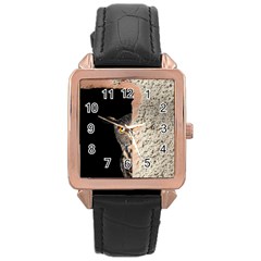 Owl Hiding Peeking Peeping Peek Rose Gold Leather Watch  by Celenk