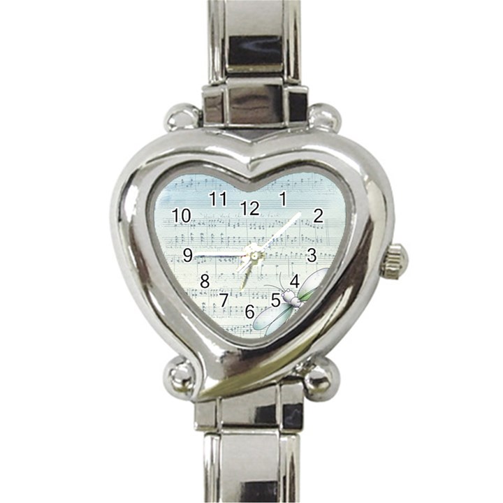 Vintage Blue Music Notes Heart Italian Charm Watch