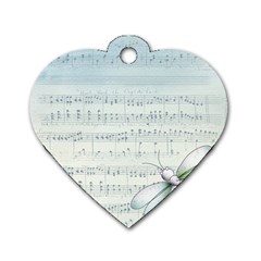 Vintage Blue Music Notes Dog Tag Heart (one Side) by Celenk