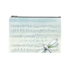 Vintage Blue Music Notes Cosmetic Bag (large)  by Celenk