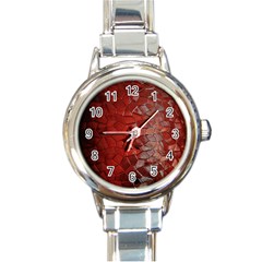 Pattern Backgrounds Abstract Red Round Italian Charm Watch by Celenk