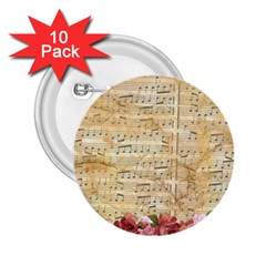 Background Old Parchment Musical 2 25  Buttons (10 Pack)  by Celenk