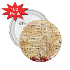 Background Old Parchment Musical 2 25  Buttons (100 Pack)  by Celenk