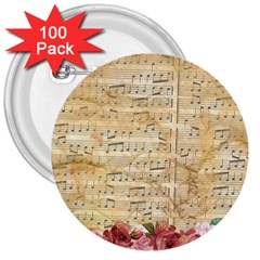 Background Old Parchment Musical 3  Buttons (100 Pack)  by Celenk