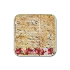 Background Old Parchment Musical Rubber Square Coaster (4 Pack) 