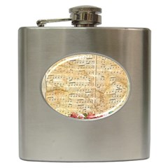 Background Old Parchment Musical Hip Flask (6 Oz) by Celenk