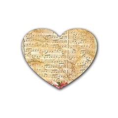 Background Old Parchment Musical Heart Coaster (4 Pack)  by Celenk