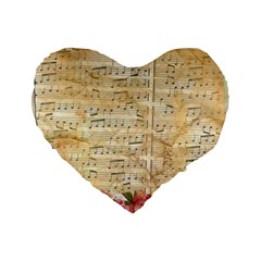 Background Old Parchment Musical Standard 16  Premium Heart Shape Cushions by Celenk