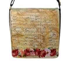 Background Old Parchment Musical Flap Messenger Bag (l)  by Celenk