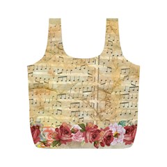 Background Old Parchment Musical Full Print Recycle Bags (m)  by Celenk