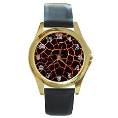 Magma Round Gold Metal Watch by jumpercat