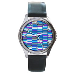 Color Grid 04 Round Metal Watch