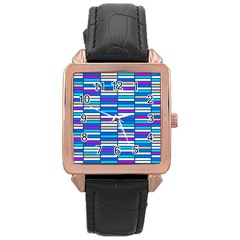 Color Grid 04 Rose Gold Leather Watch 