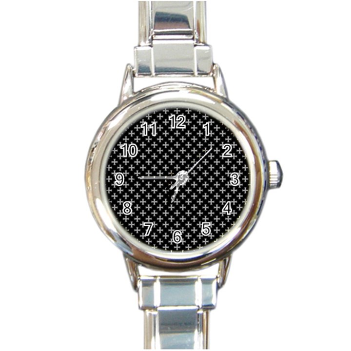 White Cross Round Italian Charm Watch