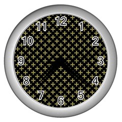 Yellow Cross Wall Clocks (silver)  by jumpercat