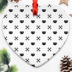 Black Pixel Skull Pirate Ornament (heart) by jumpercat