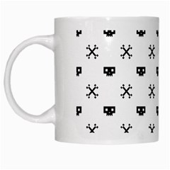 Black Pixel Skull Pirate White Mugs by jumpercat