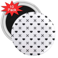 Black Pixel Skull Pirate 3  Magnets (10 Pack)  by jumpercat