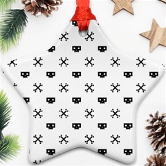 Black Pixel Skull Pirate Star Ornament (two Sides) by jumpercat